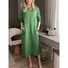 Cotton Crew Neck Casual Loose Dress With No