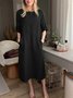 Cotton Crew Neck Casual Loose Dress With No