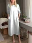 Cotton Crew Neck Casual Loose Dress With No