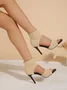 Minimalist Knitted Mesh Stiletto Heel Ankle Strap Sandals
