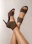 Minimalist Knitted Mesh Stiletto Heel Ankle Strap Sandals