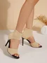 Minimalist Knitted Mesh Stiletto Heel Ankle Strap Sandals
