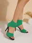 Minimalist Knitted Mesh Stiletto Heel Ankle Strap Sandals
