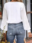 Loose Lace V Neck Casual T-Shirt