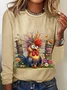 Casual Crew Neck Cotton-Blend Loose T-Shirt
