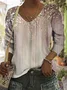 Casual Floral V Neck T-Shirt