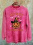 Halloween Western Style Distressing Crew Neck Sweatshirt