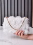 Elegant Mesh Rose Applique Clutch Bag with Rhinestone Handle