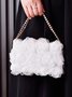 Elegant Mesh Rose Applique Clutch Bag with Rhinestone Handle