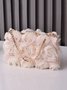 Elegant Mesh Rose Applique Clutch Bag with Rhinestone Handle