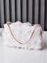 Elegant Mesh Rose Applique Clutch Bag with Rhinestone Handle