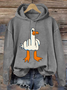 Funny Big White Goose Funny Cotton-Blend Animal Casual Hoodie