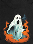 Funny Halloween Ghost Fire Printed Crew Neck T-Shirt