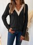 Casual V Neck Regular Fit Lace Blazer