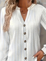 Lace Casual Loose Plain Blouse With No