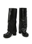 Buckle Fold Block Heel Mid-calf Boots