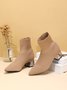 Minimalist Breathable Mesh Fabric Chunky Heel Sock Boots