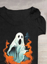 Funny Halloween Ghost Fire Printed Crew Neck T-Shirt