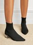 Minimalist Breathable Mesh Fabric Chunky Heel Sock Boots