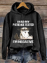 Womens I Had My Patience Tested I'm Negative Cat Funny Sarcasm Loose Text Letters Casual Hoodie