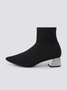 Minimalist Breathable Mesh Fabric Chunky Heel Sock Boots