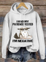 Womens I Had My Patience Tested I'm Negative Cat Funny Sarcasm Loose Text Letters Casual Hoodie