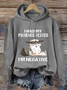 Womens I Had My Patience Tested I'm Negative Cat Funny Sarcasm Loose Text Letters Casual Hoodie
