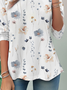 Crew Neck Floral Jersey Casual T-Shirt