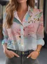 Casual Floral Shirt Collar Loose Shirt