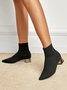 Minimalist Breathable Mesh Fabric Chunky Heel Sock Boots