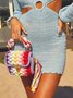 Handmade Braided Top Handle Bag with Removable Metal Chain Strap