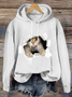 Funny 3D Cat  Loose Cotton-Blend Text Letters Casual Hoodie