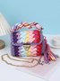 Handmade Braided Top Handle Bag with Removable Metal Chain Strap