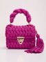 Handmade Braided Top Handle Bag with Removable Metal Chain Strap