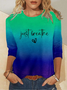 Women's Just Breathe Mental Health Print Casual Crew Neck Long Sleeve Shirt