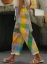 Casual Plaid Loose Cotton Pants
