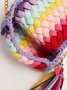 Handmade Braided Top Handle Bag with Removable Metal Chain Strap