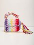 Handmade Braided Top Handle Bag with Removable Metal Chain Strap