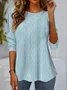 Casual Plain Crew Neck Jersey Blouse With No