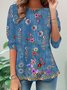 Floral Printed Long Sleeve Casual T-shirt