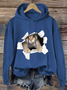 Funny 3D Cat  Loose Cotton-Blend Text Letters Casual Hoodie