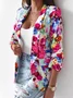Casual Shawl Collar Floral Blazer