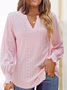 V Neck Plain Casual Blouse With No