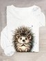 Casual Cotton-Blend Animal T-Shirt