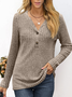 Lace Loose Casual Plain T-Shirt