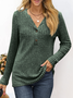 Lace Loose Casual Plain T-Shirt