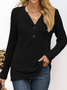 Lace Loose Casual Plain T-Shirt