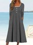 Buckle Casual Regular Fit Square Neck Dress With No