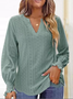 V Neck Plain Casual Blouse With No