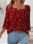 Women's Floral Notched Daily Going Out Casual Top